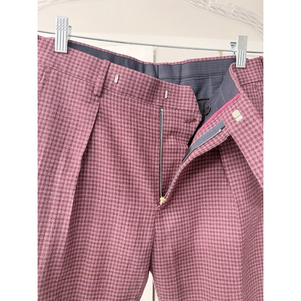 Never Worn Paul Smith Burgundy Gingham Check Wool Pants Tailored Fit Waist 30 - Picture 3 of 7